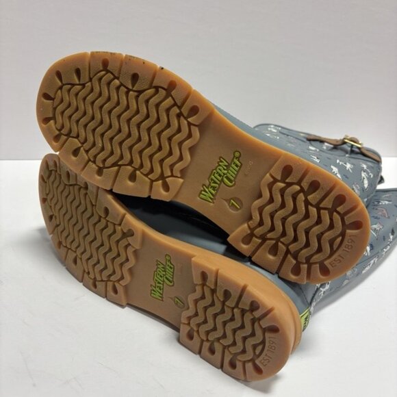 Western Chief Women’s Furry Friends Tall Rain Boots Blue, Size 7 M - Picture 5 of 6